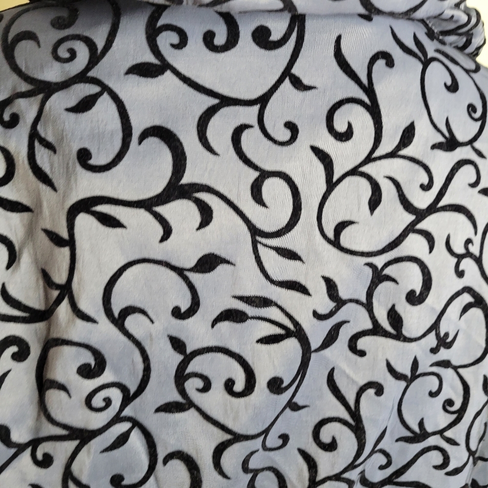 Womans London Fog Hooded Gray Bomber Black Velvet Scroll Design Size Medium - Picture 7 of 15